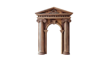 Wooden Doric Archway with Pediment and Volutes