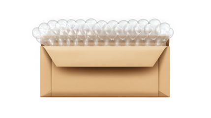 Cardboard Box Filled with Glass Incandescent Light Bulbs Isolated on White