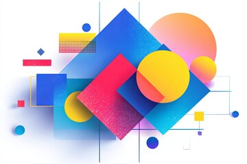 Abstract geometric shapes forming a mobile interface, vibrant colors, clean vector aesthetic, app design concept, isolated on white, 8k detail,