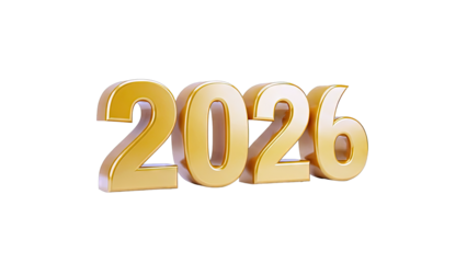 Golden 2026 Numbers on White Background