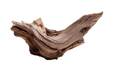 Weathered driftwood. Jagged edges, deep texture. Isolated