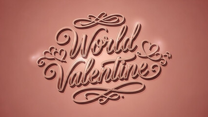 Elegant World Valentine calligraphy text with decorative flourishes perfect for romantic event invitations and greeting cards