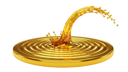Golden Liquid Splash on Circular Surface with Ripples 1