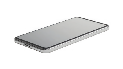 Modern Silver Smartphone Mockup Isolated on White Background