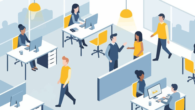 Diverse group of professionals working together in a modern office environment with technology and collaboration - Powered by Adobe