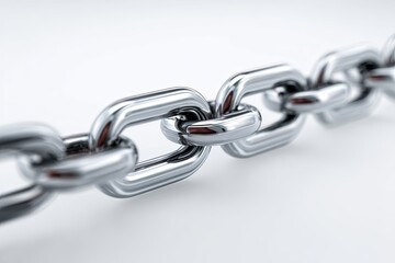 Clean, minimalist shot of a clean, simple chain link icon (focused detail) isolated on a clean white background, linkage, strong bond, clean design, 16K,
