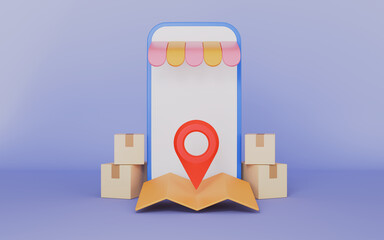 Online delivery service, Earn gifts from online shopping, Package shipping on mobile with scooter