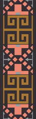 Aztec pattern trim on the edge of a guitar strap, long edge.