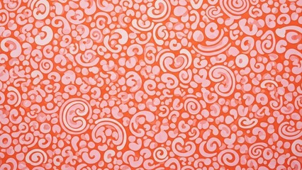 Vibrant orange background with white swirling patterns and dots