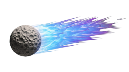 Craters Moon with Blue and Purple Energy Trail
