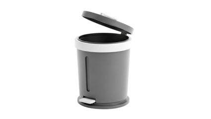 Modern Gray Pedal Trash Can with Open Lid