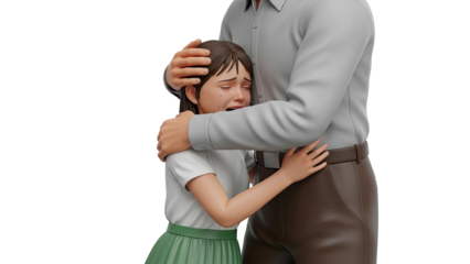 Father comforting crying child