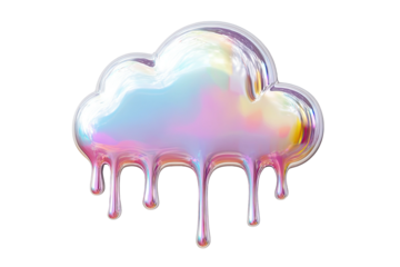 Iridescent cloud shape with dripping liquid