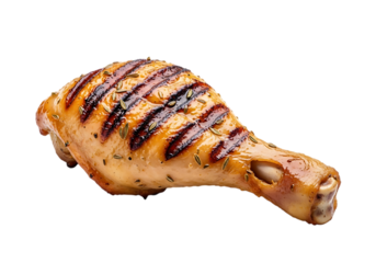Grilled chicken drumstick isolated on transparent background