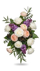 Colorful Bouquet of Roses and Flowers on White Background