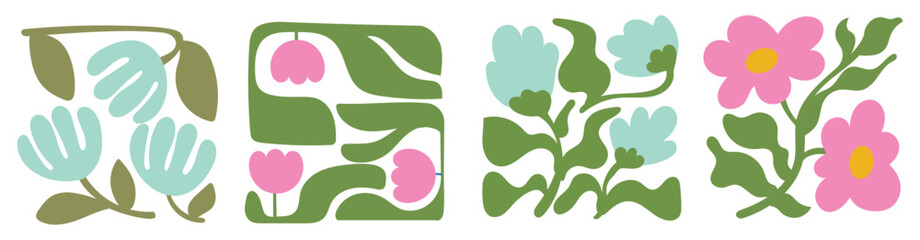 Colorful Floral Tile Collection in Modern Folk Art Style