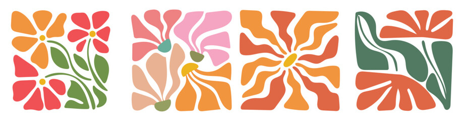 Orange Floral Tile Collection with Abstract Flower Shapes