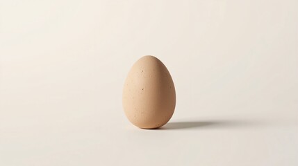 Minimalist ceramic Easter egg in powdered clay tone placed off-center with intentional negative space for modern branding background