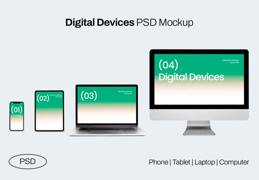 Versatile Digital Device Mockup PSD