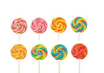 Colorful lollipops isolated on transparent background