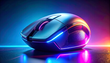 Ergonomic, futuristic computer mouse with vibrant neon lighting