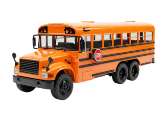 Orange school bus isolated on transparent background