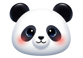 Cute panda face illustration isolated on transparent background