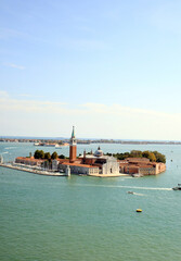 Fototapeta premium Aerial view of the island San Lazzaro degli Armeni (Saint Lazarus of the Armenians) in Venice, Italy