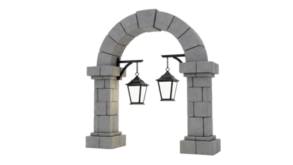 Stone Archway with Hanging Lanterns