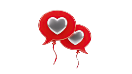 Two Red Heart Speech Bubble Balloons