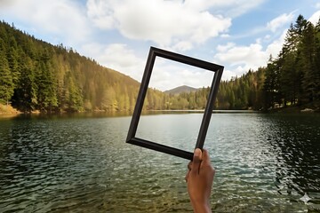 Framed Serenity: Alpine Lake Perspective