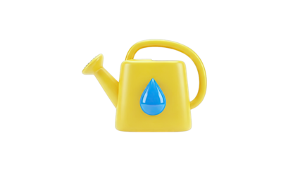 Yellow Watering Can with Blue Water Drop Icon