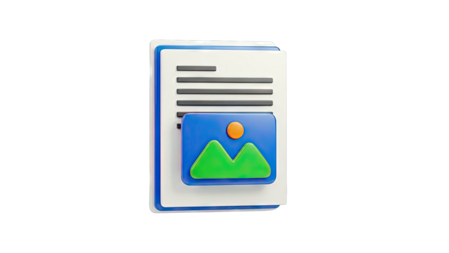 3D Icon of Document with Image - Powered by Adobe