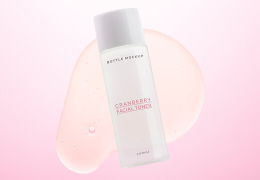 Elegant Cranberry Facial Toner Mockup PSD