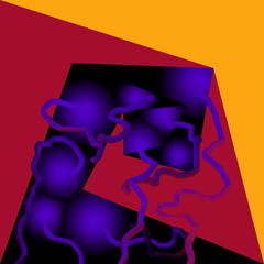 Modern minimal background with sharp shapes and violet wavy elements