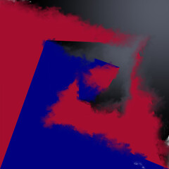 Abstract smoky texture with blue and red geometric layers