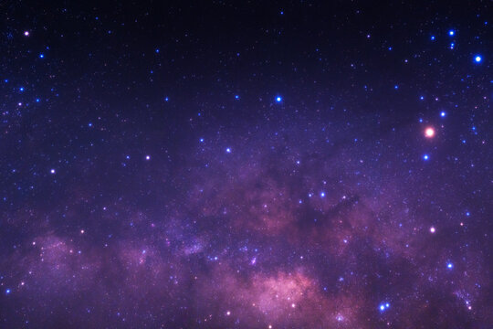 Night sky space background, Starry universe in dark blue sky, Milky way galaxy with stardust field in deep universe
