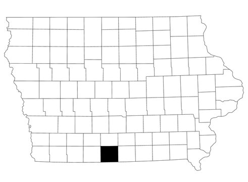 Map of decatur in Iowa state on white background. single County map highlighted by black colour on Iowa map. UNITED STATES, US