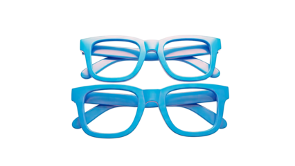 Two Blue Eyeglasses Stacked