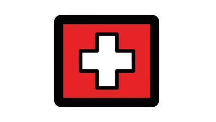 Fototapeta premium Red and black medical cross symbol on white background