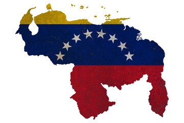 Mapa de Venezuela con la bandera nacional simbolizando la crisis pol&iacute;tica actual