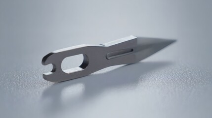 Surgical Lancet on Sterile Surface, Metal Tool Reflecting Soft Light, Extreme Close-Up with Depth of Field