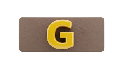 Yellow Letter G Emblem on Textured Brown Surface