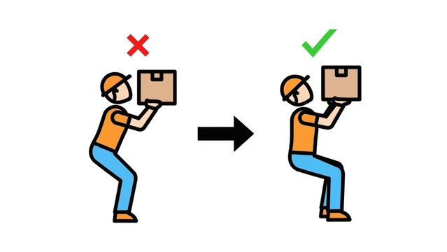 Proper lifting techniques illustration for safe manual handling practices