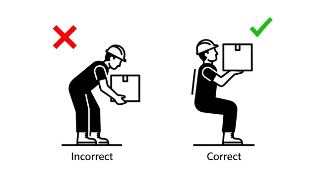 Proper lifting techniques illustration for safe manual handling practices