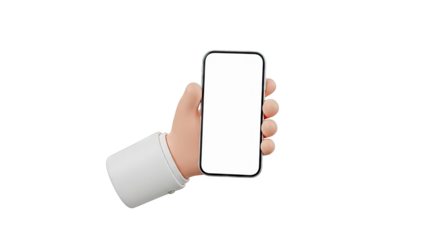 Cartoon Hand Holding Blank Smartphone