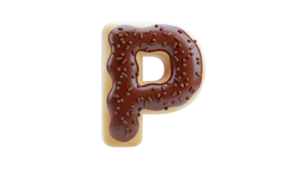 Chocolate Frosted Donut Shaped Letter P