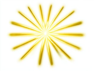Radiant Golden Starburst Explosion Effect With Glitter Sparkles Isolated On White Background.