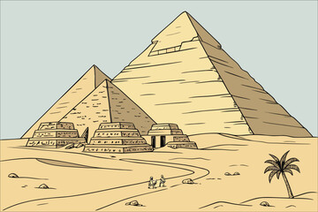 Pyramids of Giza Icon &ndash; Ancient Egyptian Wonders Representing Mystery, Pharaohs, and Civilization