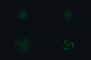 Green Military Tactical Biometric HUD Set. Access Granted and Night Vision Target Interface Elements